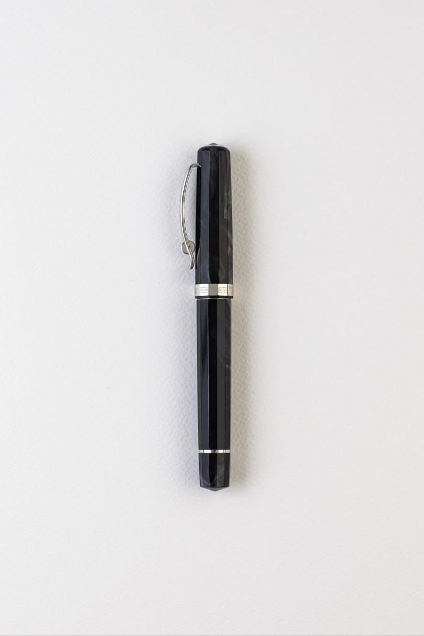 Paragon Black Rollerball Pen (White Gold)