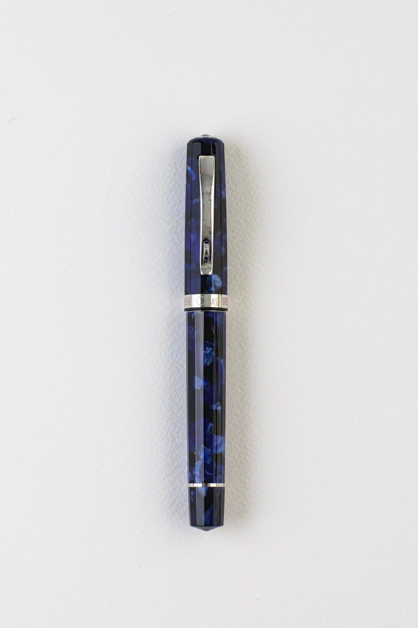Paragon Blue Rollerball Pen (White Gold)