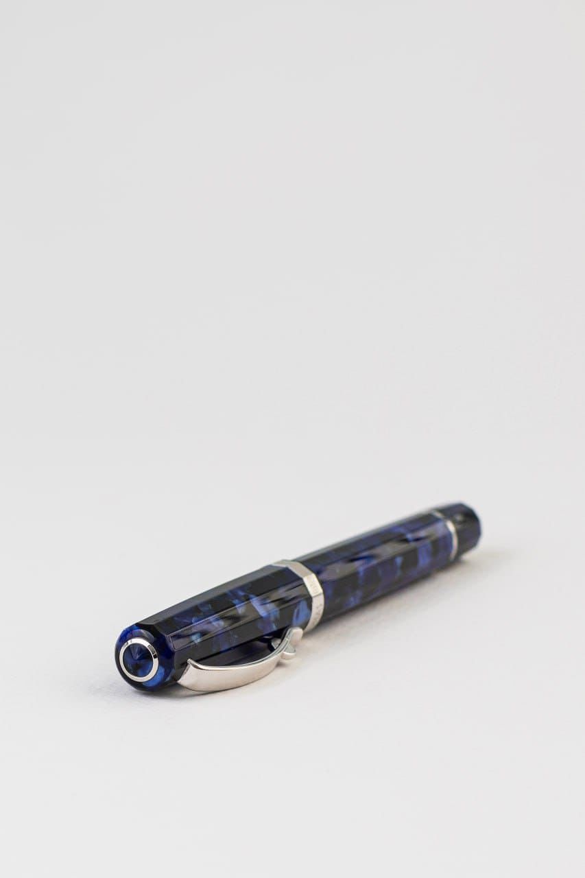 Paragon Blue Rollerball Pen (White Gold)