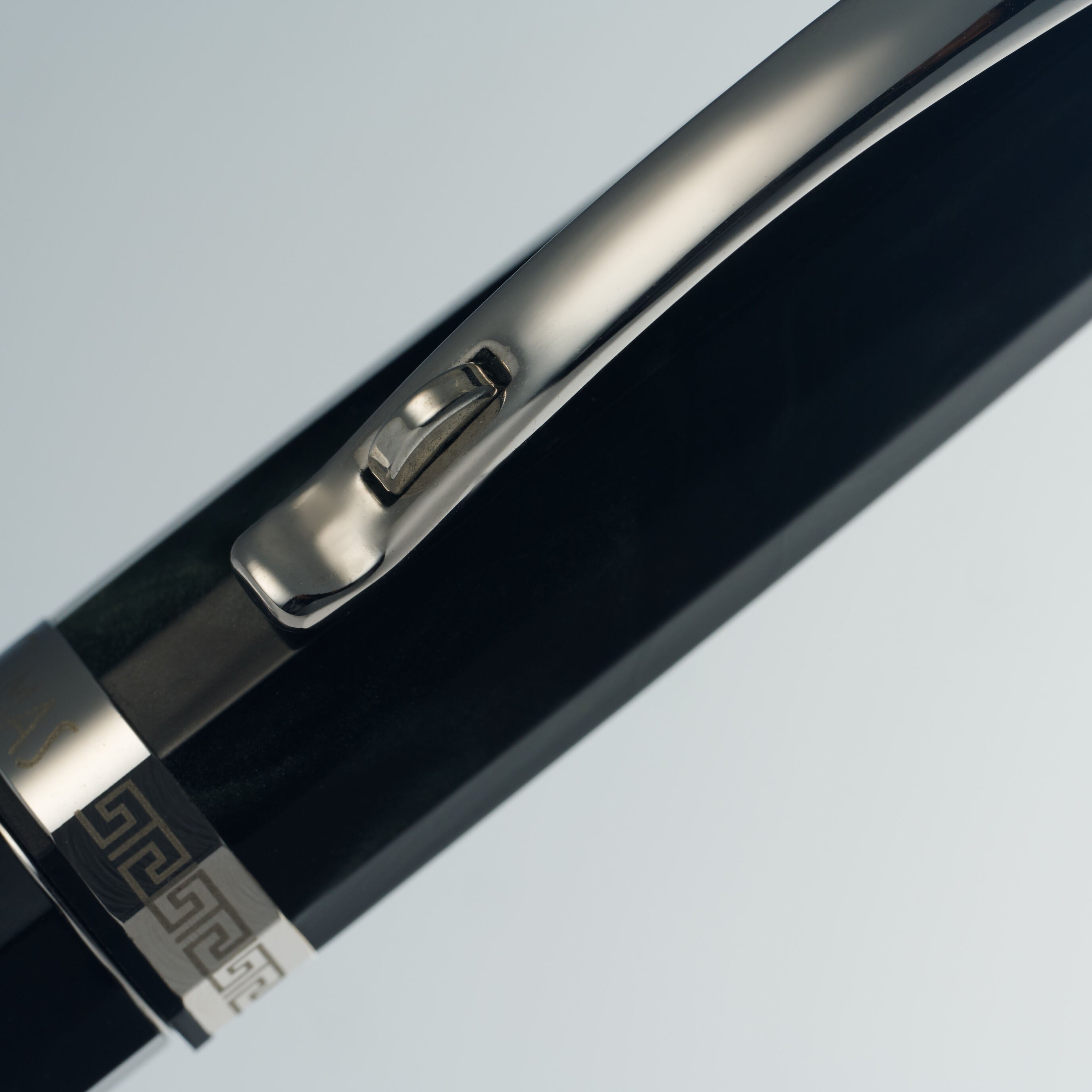 Paragon Black Rollerball Pen (White Gold)