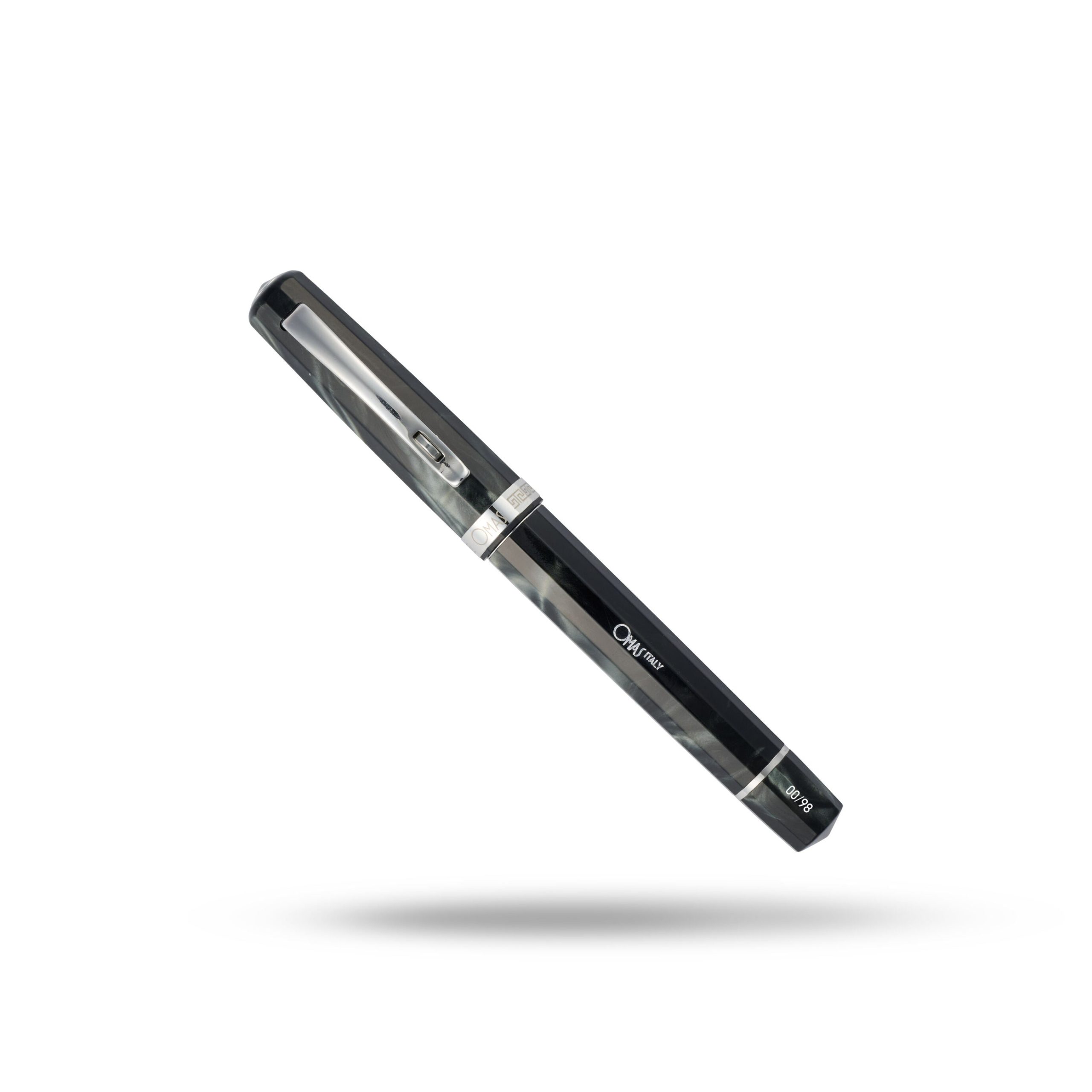 Paragon Arco Black Rollerball Pen (White Gold)