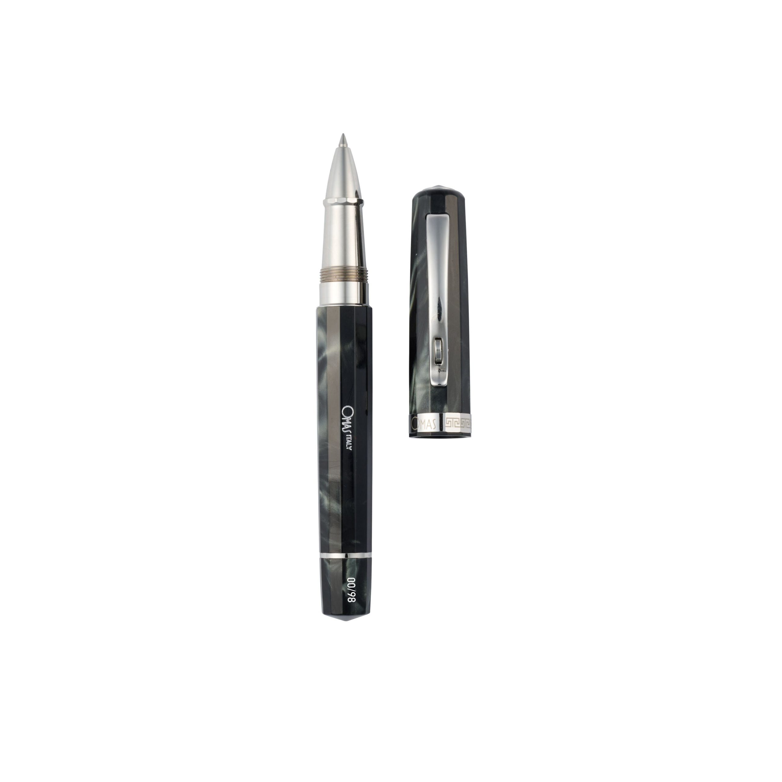 Paragon Arco Black Rollerball Pen (White Gold) - Image 2